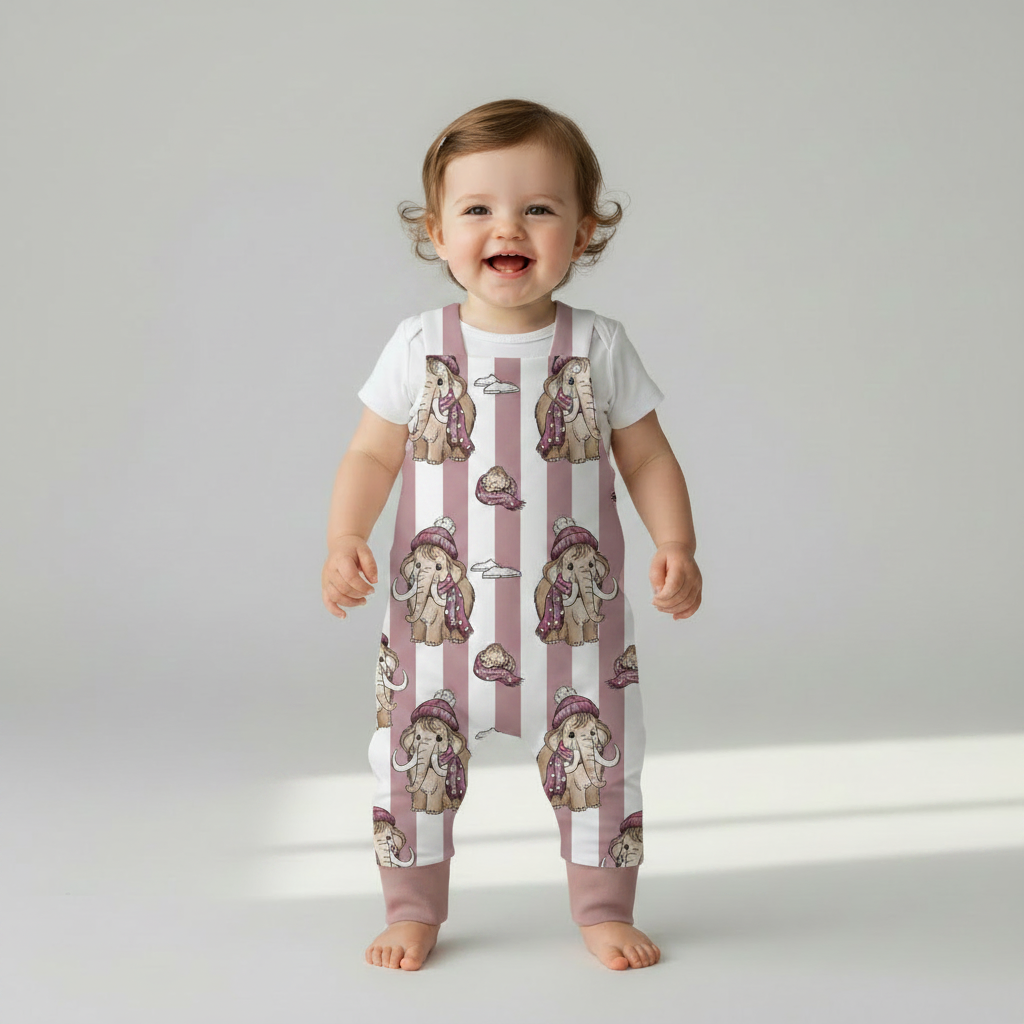 Rosa Mammut Latzhose Baby