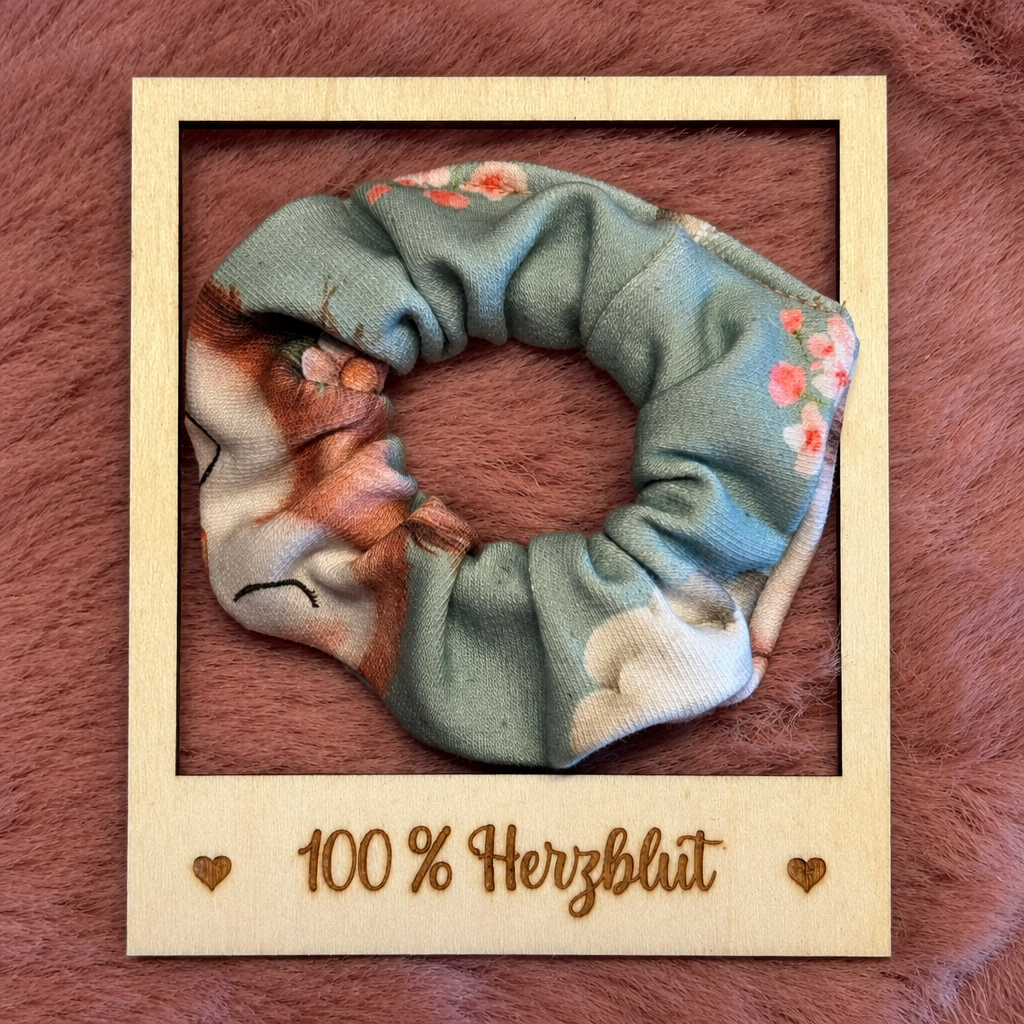 Scrunchie mit Fuchs und Blumen im Format 1:1