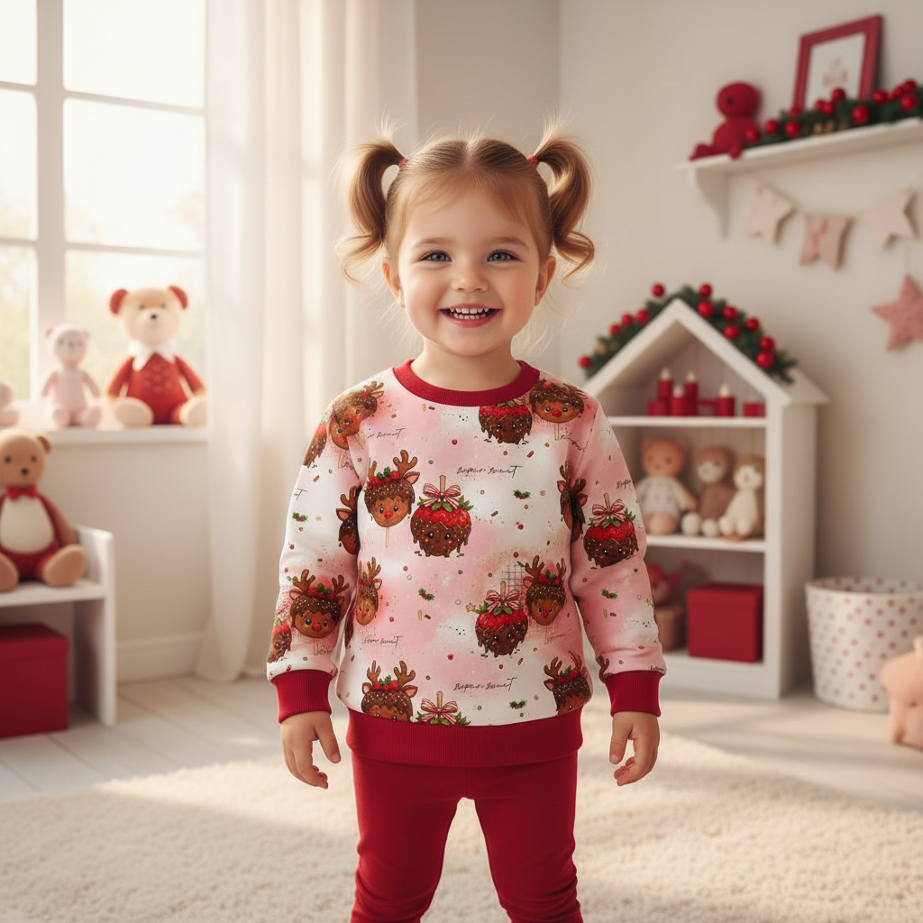 Super-Sweet-Rentier-Pullover Mädchen rote Leggings 1:1