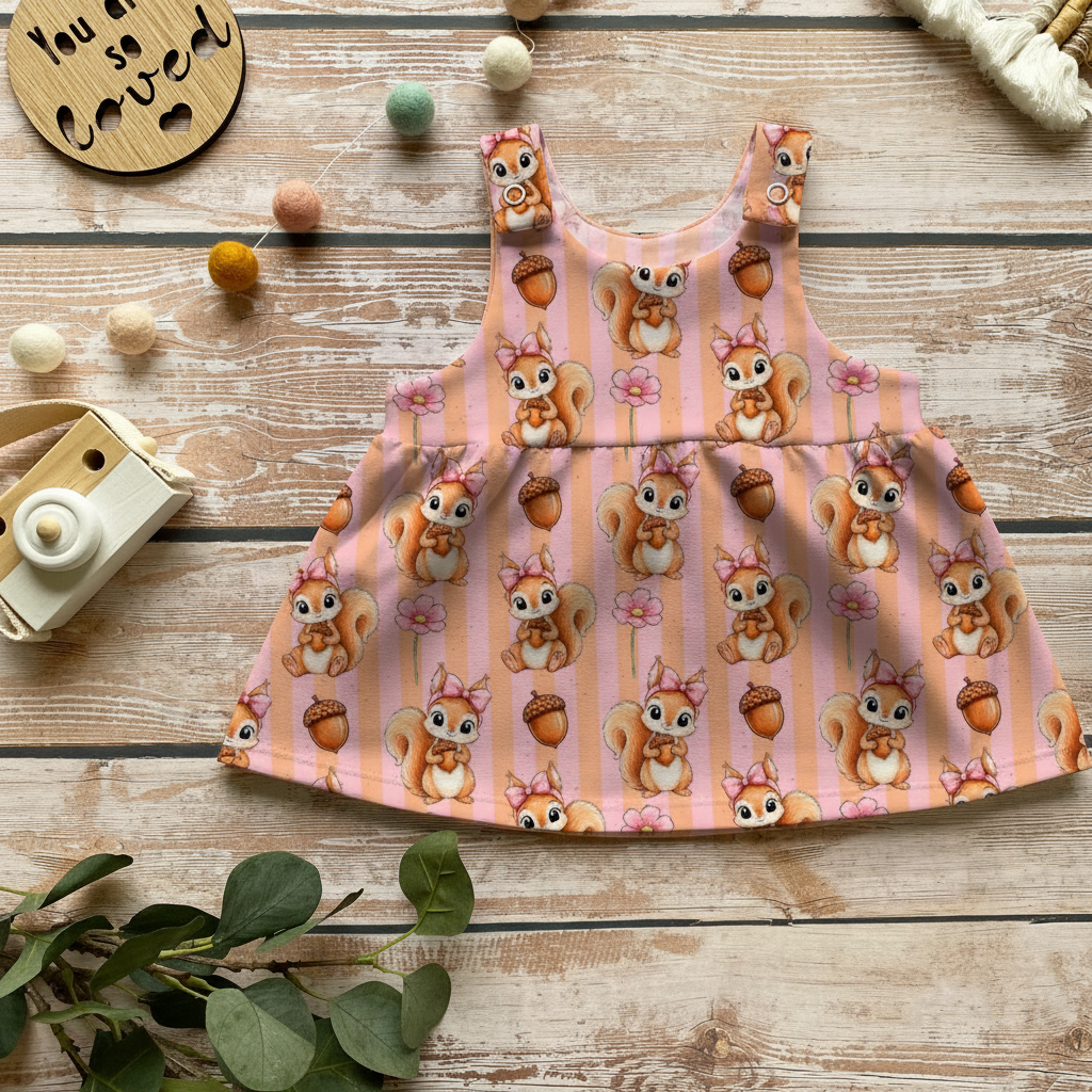 Sweet Squirrel Latzkleid Flatlay