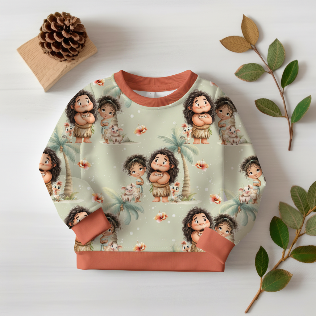 Tropenparadies-Pullover mit Terrakotta-Bündchen 1:1