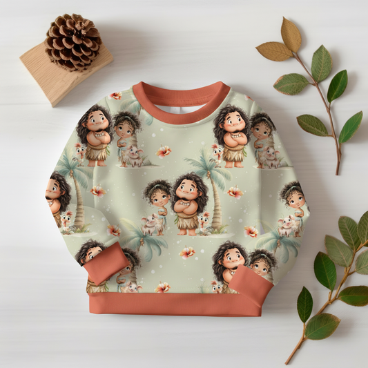 Tropenparadies-Pullover mit Terrakotta-Bündchen 1:1