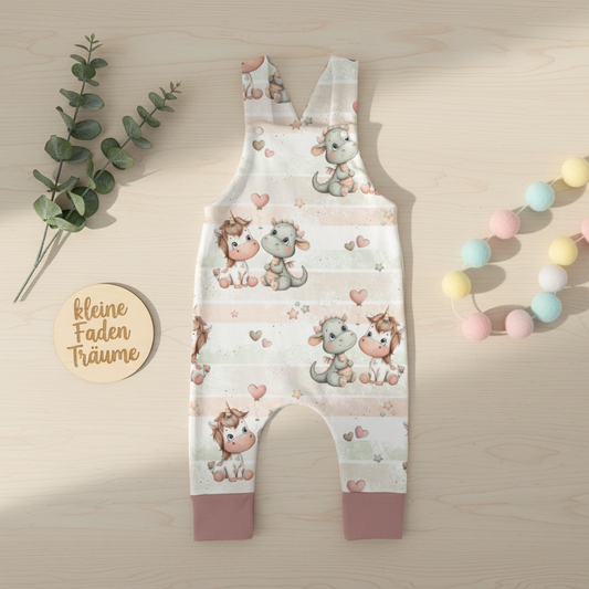 Unicorn & Dragon Latzhose Flatlay