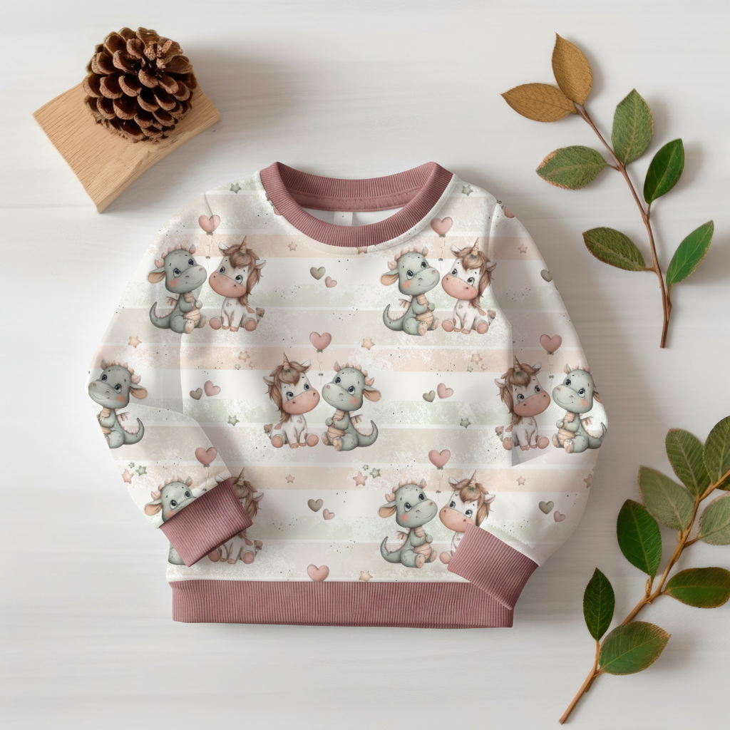 Unicorn & Dragon Pullover Altrosa Flatlay