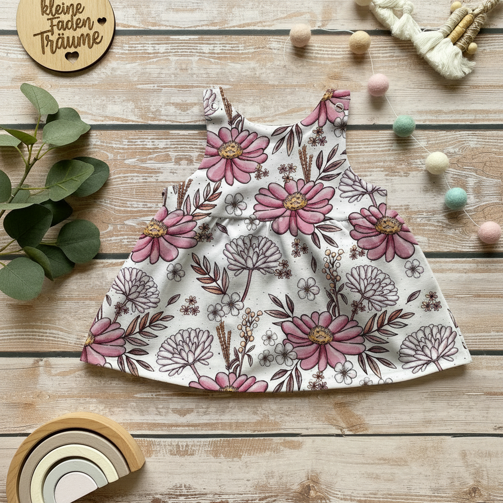 Wildblumen Latzkleid Rosa Flatlay 1:1