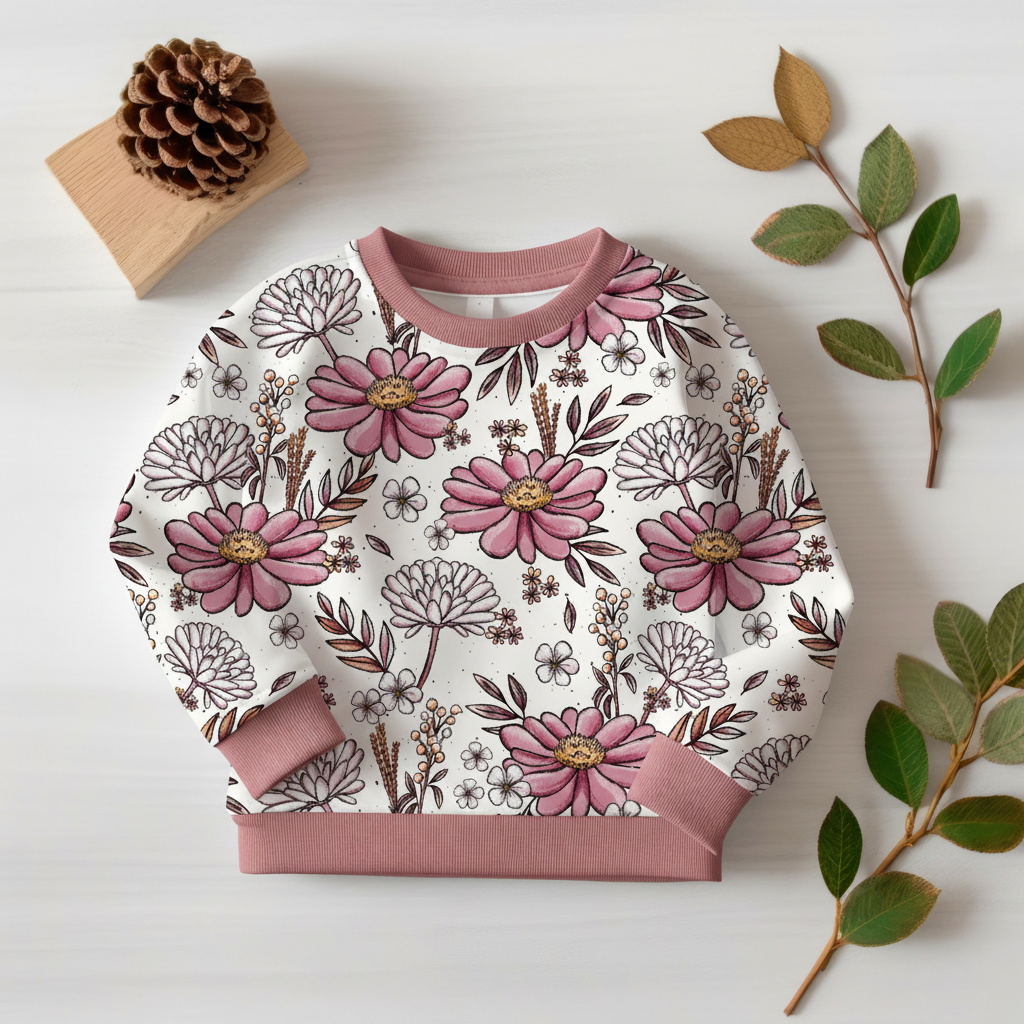 Wildblumen Pullover Flatlay