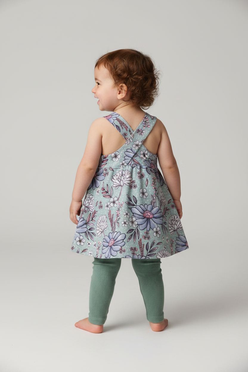 Wildblumen Salbei Latzkleid von hinten
