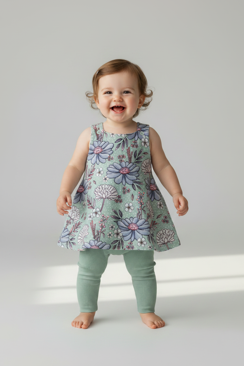 Wildblumen Salbei Latzkleid von vorne
