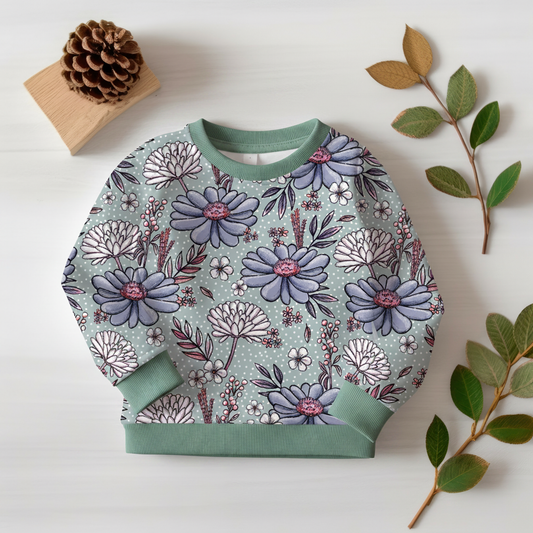 Wildblumen Salbei Pullover Flatlay