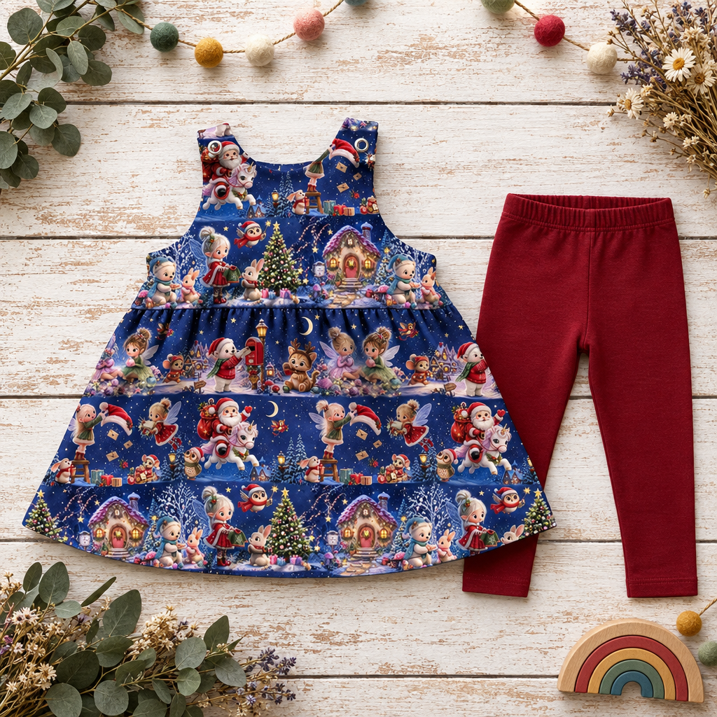 Wintermärchen-Latzkleid mit passender Leggings