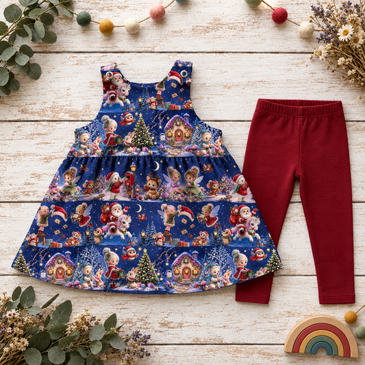 Wintermärchen-Latzkleid mit passender Leggings